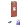 MARSİLYAN™- iPhone 13 Pro Max Kılıf İz Form Serisi - Siyah Bilvis 5in1 5D Magic Hayalet Cam Ekran Koruyucu + Renkli Kamera Lens Koruma Cam - YL