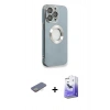 MARSİLYAN™- iPhone 13 Pro Max Kılıf İz Form Serisi - Siyah Bilvis 5in1 5D Magic Hayalet Cam Ekran Koruyucu + Renkli Kamera Lens Koruma Cam - SI