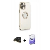 MARSİLYAN™- iPhone 13 Pro Max Kılıf İz Form Serisi - Siyah Bilvis 5in1 5D Magic Hayalet Cam Ekran Koruyucu + Raze Metal Kamera Lens - GD