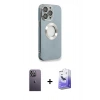 MARSİLYAN™- iPhone 13 Pro Max Kılıf İz Form Serisi - Siyah Bilvis 5in1 5D Magic Hayalet Cam Ekran Koruyucu + Neon Fosforlu Kamera Lens - BZ
