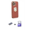 MARSİLYAN™- iPhone 13 Pro Max Kılıf İz Form Serisi - Siyah Bilvis 5in1 5D Magic Hayalet Cam Ekran Koruyucu + Renkli Kamera Lens Koruma Cam - SI