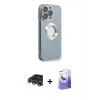 MARSİLYAN™- iPhone 13 Pro Max Kılıf İz Form Serisi - Siyah Bilvis 5in1 5D Magic Hayalet Cam Ekran Koruyucu + Raze Metal Kamera Lens - GD