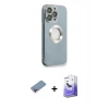 MARSİLYAN™- iPhone 13 Pro Max Kılıf İz Form Serisi - Siyah Bilvis 5in1 5D Magic Hayalet Cam Ekran Koruyucu + Shine Kamera Lens Koruma Cam - PE