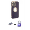 MARSİLYAN™- iPhone 13 Pro Max Kılıf İz Form Serisi - Siyah Bilvis 5in1 5D Magic Hayalet Cam Ekran Koruyucu + Renkli Kamera Lens Koruma Cam - PE