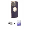 MARSİLYAN™- iPhone 13 Pro Max Kılıf İz Form Serisi - Siyah Bilvis 5in1 5D Magic Hayalet Cam Ekran Koruyucu + Rainbow Kamera Lens Koruma Cam - MR
