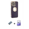 MARSİLYAN™- iPhone 13 Pro Max Kılıf İz Form Serisi - Siyah Bilvis 5in1 5D Magic Hayalet Cam Ekran Koruyucu + Metal Kamera Lens Koruma Cam - MR