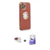 MARSİLYAN™- iPhone 13 Pro Max Kılıf İz Form Serisi - Siyah Bilvis 5in1 5D Magic Hayalet Cam Ekran Koruyucu + Pers Alüminyum Kamera Lens - KI