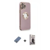 MARSİLYAN™- iPhone 13 Pro Max Kılıf İz Form Serisi - Siyah Bilvis Hayalet Cam Ekran Koruyucu + Açık Yeşil Metal Kamera Lens Koruma Cam