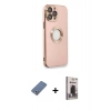 MARSİLYAN™- iPhone 13 Pro Max Kılıf İz Form Serisi - Siyah Bilvis Hayalet Cam Ekran Koruyucu + Açık Yeşil Metal Kamera Lens Koruma Cam