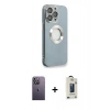 MARSİLYAN™- iPhone 13 Pro Max Kılıf İz Form Serisi - Siyah Bilvis Hayalet Cam Ekran Koruyucu + Neon Fosforlu Kamera Lens - BZ