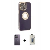 MARSİLYAN™- iPhone 13 Pro Max Kılıf İz Form Serisi - Siyah Bilvis Hayalet Cam Ekran Koruyucu + Neon Fosforlu Kamera Lens - BZ