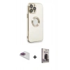 MARSİLYAN™- iPhone 13 Pro Max Kılıf İz Form Serisi - Siyah Bilvis Hayalet Cam Ekran Koruyucu + Pers Alüminyum Kamera Lens - GI