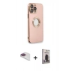 MARSİLYAN™- iPhone 13 Pro Max Kılıf İz Form Serisi - Siyah Bilvis Hayalet Cam Ekran Koruyucu + Pers Alüminyum Kamera Lens - GI