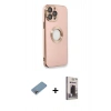 MARSİLYAN™- iPhone 13 Pro Max Kılıf İz Form Serisi - Siyah Bilvis Hayalet Cam Ekran Koruyucu + Shine Kamera Lens Koruma Cam - GI