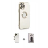 MARSİLYAN™- iPhone 13 Pro Max Kılıf İz Form Serisi - Siyah Bilvis Hayalet Cam Ekran Koruyucu + Shine Kamera Lens - GD