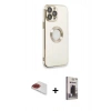 MARSİLYAN™- iPhone 13 Pro Max Kılıf İz Form Serisi - Siyah Bilvis Hayalet Cam Ekran Koruyucu + Pers Alüminyum Kamera Lens - KI