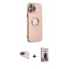MARSİLYAN™- iPhone 13 Pro Max Kılıf İz Form Serisi - Siyah Bilvis Hayalet Cam Ekran Koruyucu + Pers Alüminyum Kamera Lens - KI
