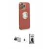 MARSİLYAN™- iPhone 13 Pro Max Kılıf İz Form Serisi - Siyah Bilvis Hayalet Cam Ekran Koruyucu + Rainbow Kamera Lens Koruma Cam - KI