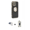 MARSİLYAN™- iPhone 13 Pro Max Kılıf İz Form Serisi - Siyah Bilvis Hayalet Cam Ekran Koruyucu + Pers Alüminyum Kamera Lens - LT