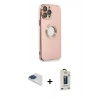 MARSİLYAN™- iPhone 13 Pro Max Kılıf İz Form Serisi - Siyah Bilvis Hayalet Cam Ekran Koruyucu + Pers Alüminyum Kamera Lens - LT