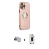 MARSİLYAN™- iPhone 13 Pro Max Kılıf İz Form Serisi - Siyah Bilvis Hayalet Cam Ekran Koruyucu + Rainbow Kamera Lens Koruma Cam - MI