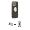 MARSİLYAN™- iPhone 13 Pro Max Kılıf İz Form Serisi - Siyah Bilvis Hayalet Cam Ekran Koruyucu + Rainbow Kamera Lens Koruma Cam - MI