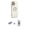 MARSİLYAN™- iPhone 13 Pro Max Kılıf İz Form Serisi - Siyah Bilvis Hayalet Cam Ekran Koruyucu + Mavi Renkli Kamera Lens Koruma Cam