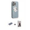 MARSİLYAN™- iPhone 13 Pro Max Kılıf İz Form Serisi - Siyah Bilvis Hayalet Cam Ekran Koruyucu + Mavi Renkli Kamera Lens Koruma Cam