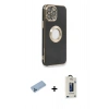 MARSİLYAN™- iPhone 13 Pro Max Kılıf İz Form Serisi - Siyah Bilvis Hayalet Cam Ekran Koruyucu + Mavi Shine Kamera Lens Koruma Cam