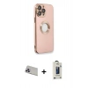 MARSİLYAN™- iPhone 13 Pro Max Kılıf İz Form Serisi - Siyah Bilvis Hayalet Cam Ekran Koruyucu + Rainbow Kamera Lens Koruma Cam - MR