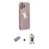 MARSİLYAN™- iPhone 13 Pro Max Kılıf İz Form Serisi - Siyah Bilvis Hayalet Cam Ekran Koruyucu + Pembe Shine Kamera Lens Koruma Cam