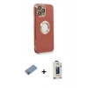 MARSİLYAN™- iPhone 13 Pro Max Kılıf İz Form Serisi - Siyah Bilvis Hayalet Cam Ekran Koruyucu + Pembe Shine Kamera Lens Koruma Cam