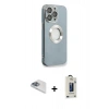 MARSİLYAN™- iPhone 13 Pro Max Kılıf İz Form Serisi - Siyah Bilvis Hayalet Cam Ekran Koruyucu + Pers Alüminyum Kamera Lens - SABE
