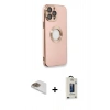 MARSİLYAN™- iPhone 13 Pro Max Kılıf İz Form Serisi - Siyah Bilvis Hayalet Cam Ekran Koruyucu + Pers Alüminyum Kamera Lens - GD
