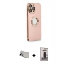 MARSİLYAN™- iPhone 13 Pro Max Kılıf İz Form Serisi - Siyah Bilvis Hayalet Cam Ekran Koruyucu + Rainbow Kamera Lens Koruma Cam - MR