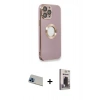 MARSİLYAN™- iPhone 13 Pro Max Kılıf İz Form Serisi - Siyah Bilvis Hayalet Cam Ekran Koruyucu + Rainbow Kamera Lens Koruma Cam - MI