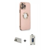 MARSİLYAN™- iPhone 13 Pro Max Kılıf İz Form Serisi - Siyah Bilvis Hayalet Cam Ekran Koruyucu + Rainbow Kamera Lens Koruma Cam - REGD