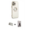 MARSİLYAN™- iPhone 13 Pro Max Kılıf İz Form Serisi - Siyah Bilvis Hayalet Cam Ekran Koruyucu + Rainbow Kamera Lens Koruma Cam - REGD