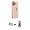 MARSİLYAN™- iPhone 13 Pro Max Kılıf İz Form Serisi - Siyah Bilvis Hayalet Cam Ekran Koruyucu + Rainbow Kamera Lens Koruma Cam - REGD