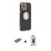 MARSİLYAN™- iPhone 13 Pro Max Kılıf İz Form Serisi - Siyah Bilvis Hayalet Cam Ekran Koruyucu + Renkli Kamera Lens Koruma Cam - SI