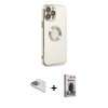 MARSİLYAN™- iPhone 13 Pro Max Kılıf İz Form Serisi - Siyah Bilvis Hayalet Cam Ekran Koruyucu + Pers Alüminyum Kamera Lens - SABE