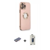 MARSİLYAN™- iPhone 13 Pro Max Kılıf İz Form Serisi - Siyah Bilvis Hayalet Cam Ekran Koruyucu + Turuncu Renkli Kamera Lens Koruma Cam