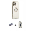 MARSİLYAN™- iPhone 13 Pro Max Kılıf İz Form Serisi - Siyah Bilvis Hayalet Cam Ekran Koruyucu + Turuncu Renkli Kamera Lens Koruma Cam
