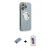 MARSİLYAN™- iPhone 13 Pro Max Kılıf İz Form Serisi - Siyah Joko 5D Cam + Gökkuşağı Shine Kamera Lens Koruma Cam