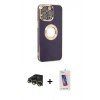 MARSİLYAN™- iPhone 13 Pro Max Kılıf İz Form Serisi - Siyah Joko 5D Cam + Raze Metal Kamera Lens - GD