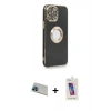 MARSİLYAN™- iPhone 13 Pro Max Kılıf İz Form Serisi - Siyah Joko 5D Cam + Rainbow Kamera Lens Koruma Cam - MI