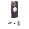 MARSİLYAN™- iPhone 13 Pro Max Kılıf İz Form Serisi - Siyah Joko 5D Cam + Renkli Kamera Lens Koruma Cam - MI