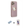 MARSİLYAN™- iPhone 13 Pro Max Kılıf İz Form Serisi - Siyah Joko 5D Cam + Mavi Shine Kamera Lens Koruma Cam
