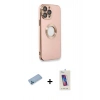 MARSİLYAN™- iPhone 13 Pro Max Kılıf İz Form Serisi - Siyah Joko 5D Cam + Mavi Shine Kamera Lens Koruma Cam
