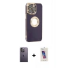 MARSİLYAN™- iPhone 13 Pro Max Kılıf İz Form Serisi - Siyah Joko 5D Cam + Neon Fosforlu Kamera Lens - BZ